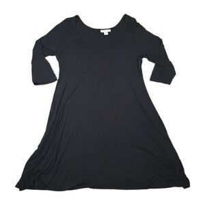 Motherhood Maternity Black Scoop Neck 3/4 Sleeve Empire Waist Dress XL Women Top